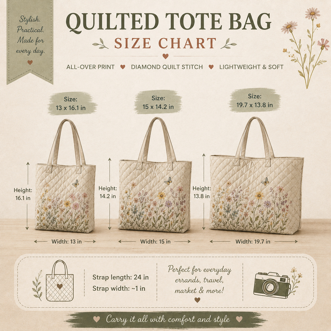 Quilted Woodland Tote Bag, Bear Fox Deer, Nature Lover Gift, Rustic