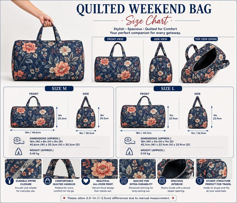 Autumn Floral Quilted Bag, Pumpkin Patchwork, Fall Gift for Her