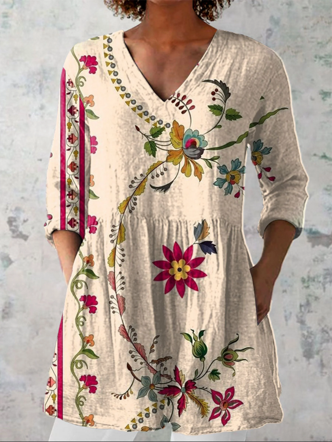 V-Neck Long Blouse Clara – Gabriella Budapest