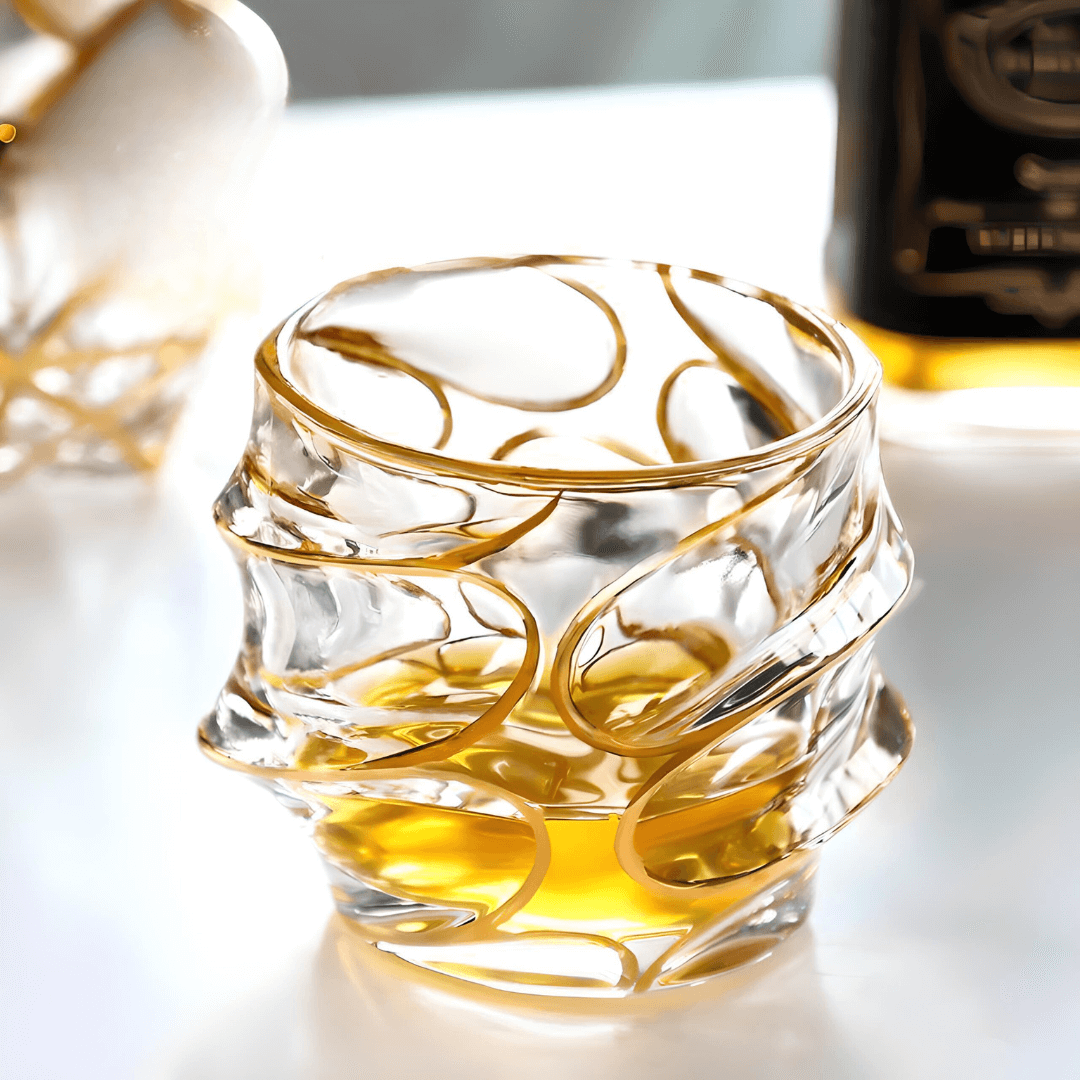 Japán Kristály Whiskey Pohár – Arashi Gold – Gabriella Budapest