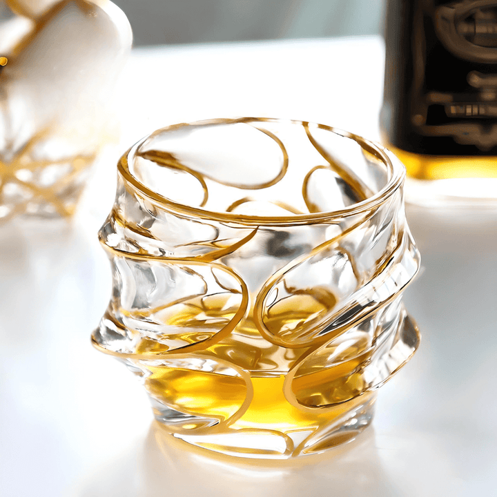 Japán Kristály Whiskey Pohár – Arashi Gold – Gabriella Budapest