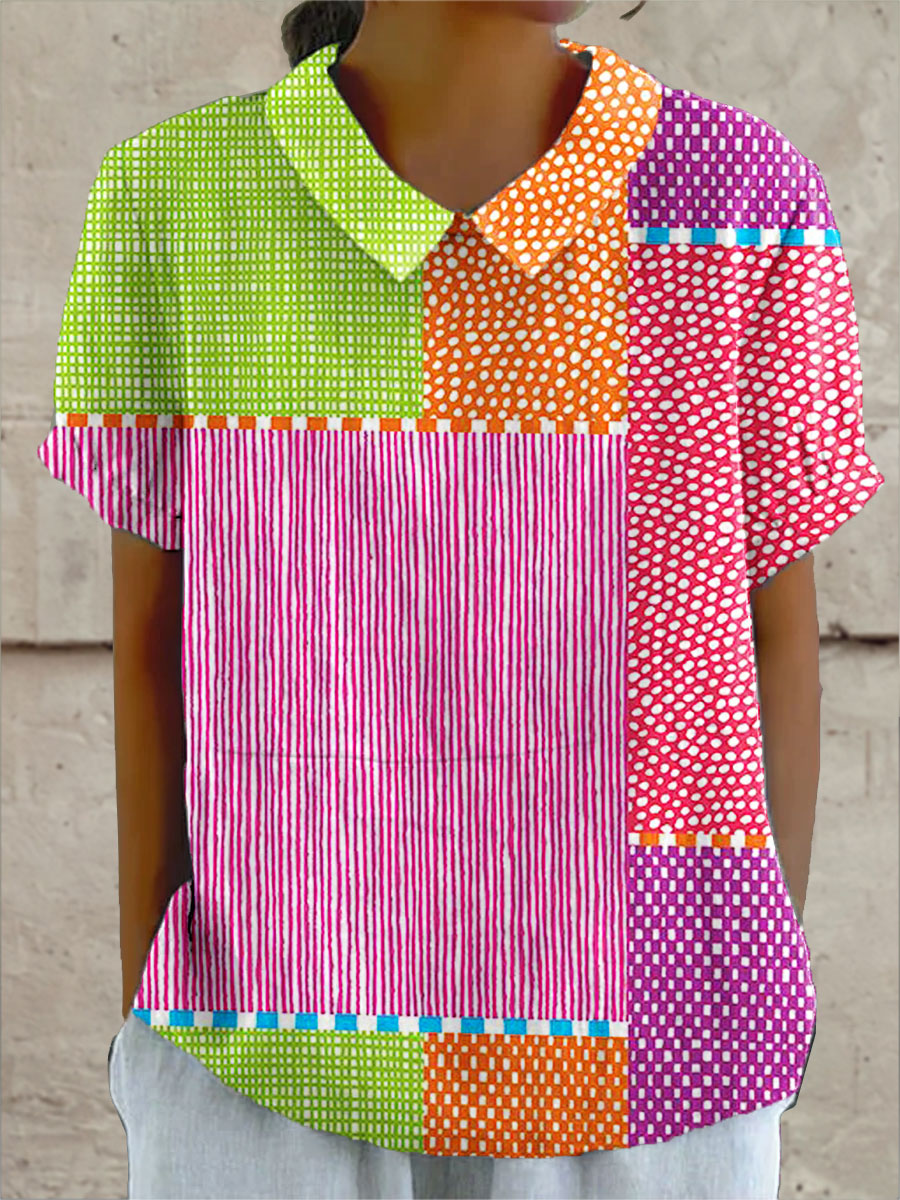Színes patchwork blúz Etelka – Gabriella Budapest