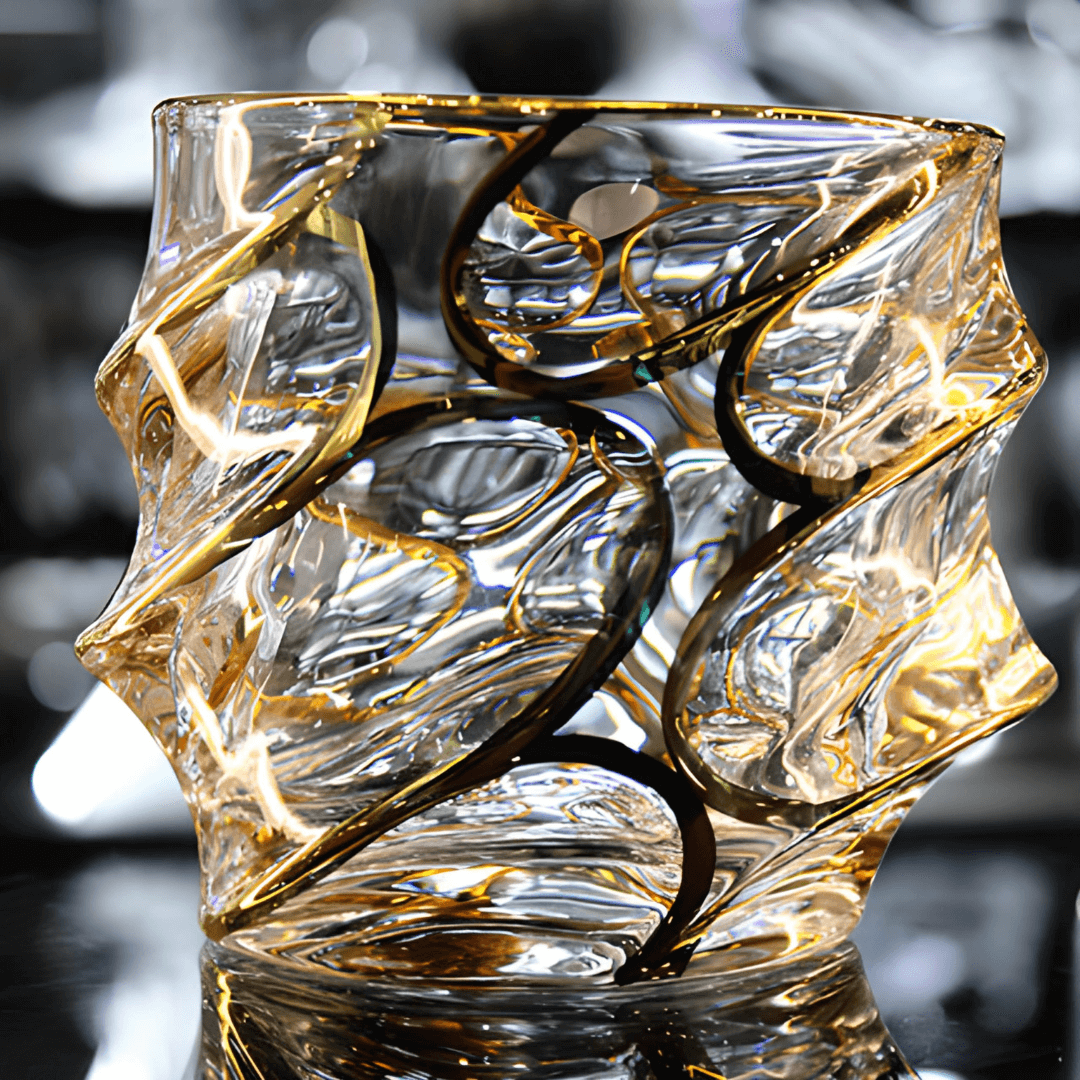 Japán Kristály Whiskey Pohár – Arashi Gold – 2. kép