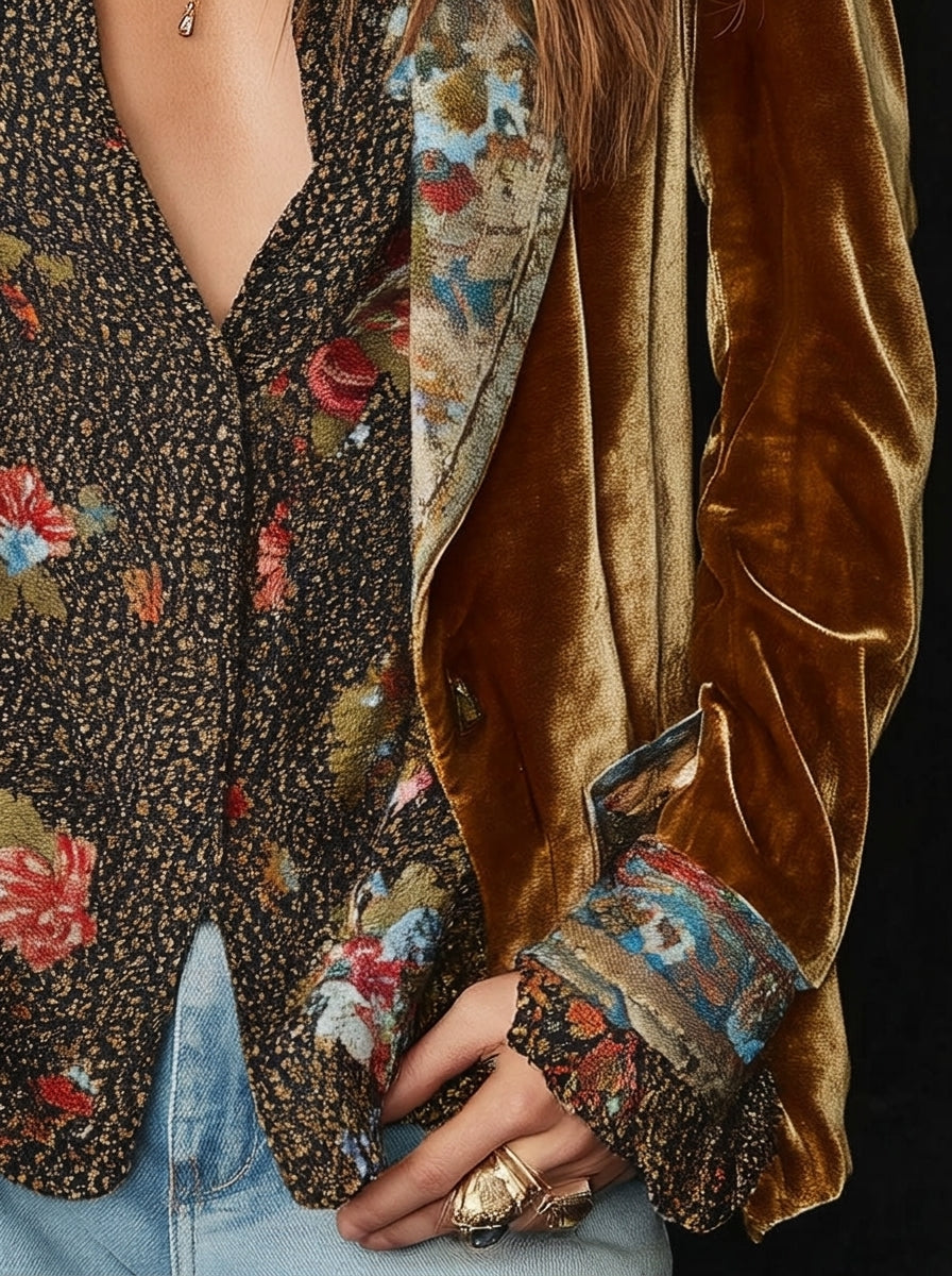 Patchwork Blézer Vintage Virágmintával Ágica – 4. kép