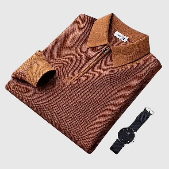 Elegáns férfi pulóver cipzárral Ákos – 2. kép