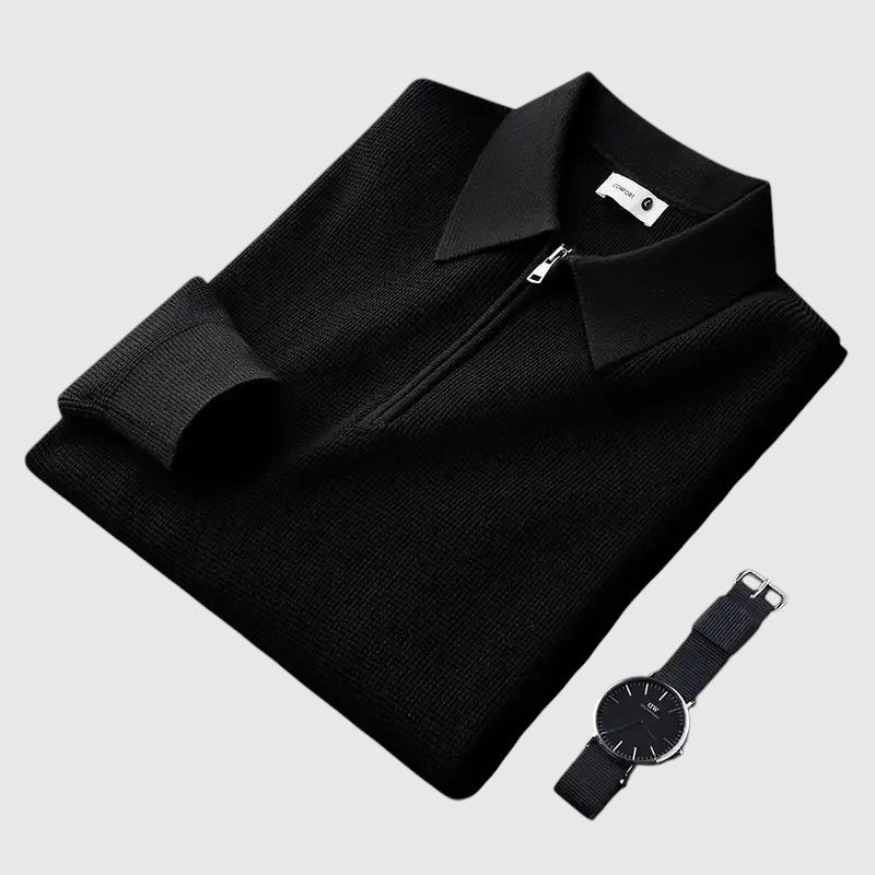 Elegáns férfi pulóver cipzárral Ákos – 3. kép