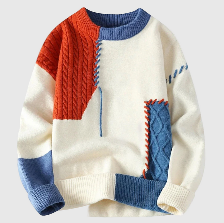 Kötött pulóver patchwork mintával Jordán – Gabriella Budapest