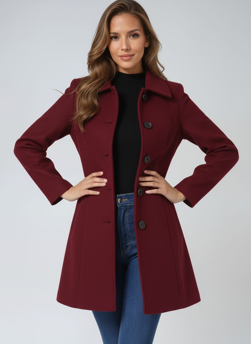 Női Egysoros Téli Trench Kabát Josephine – 2. kép