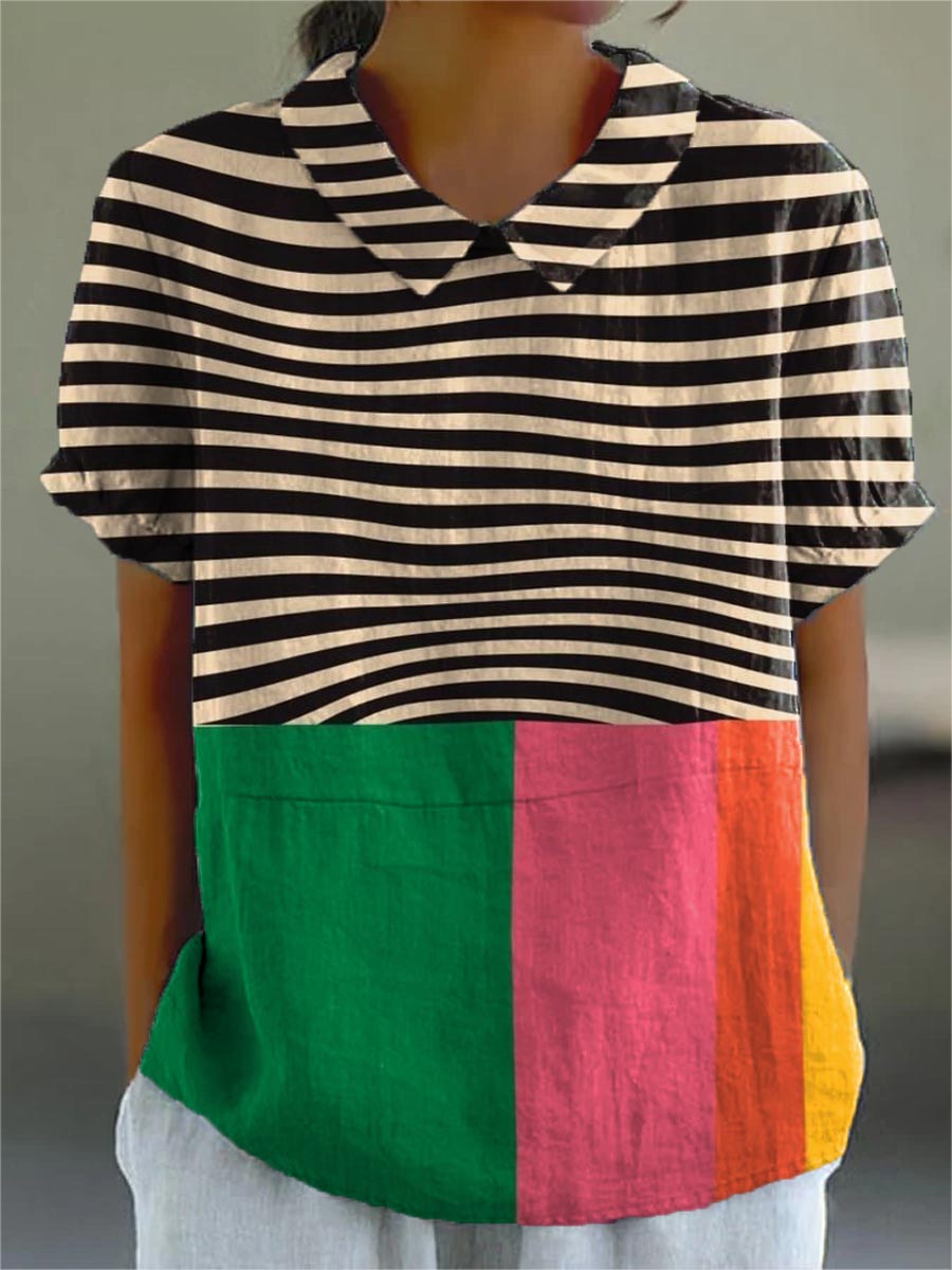 Élénk csíkos colour-block blúz Bernadett – Gabriella Budapest
