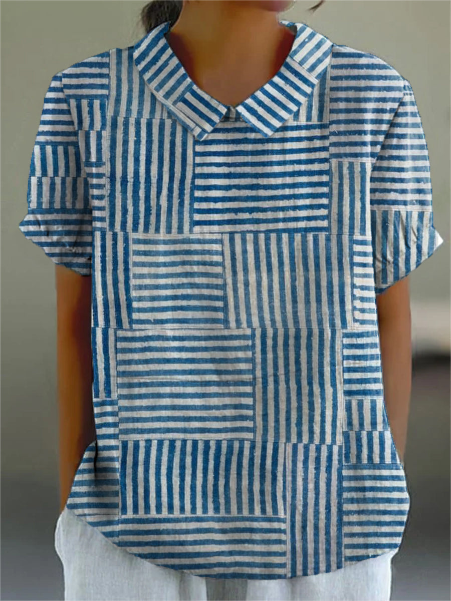 Csíkos patchwork blúz Rebeka – Gabriella Budapest