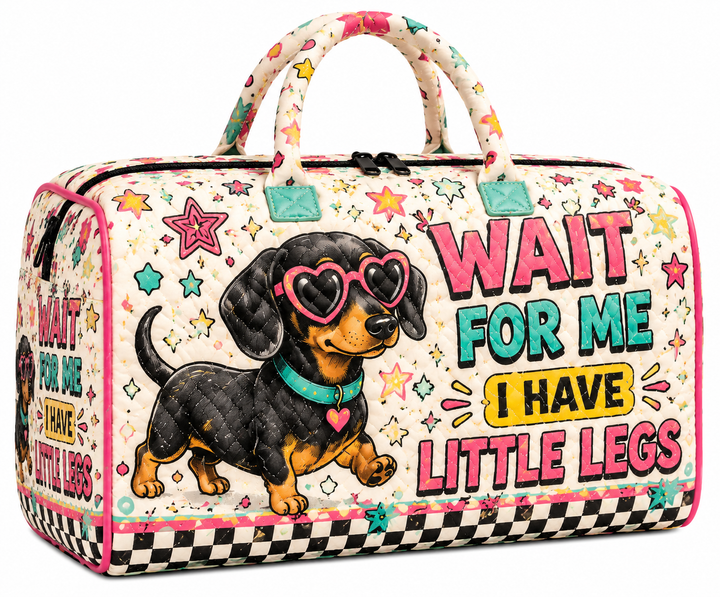 Dachshund Quilted Weekend Bag, Wiener Dog Travel Tote, Gift for Her