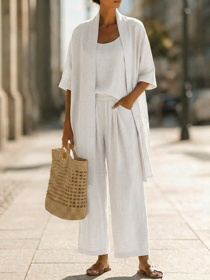 Effortless Linen-Cotton Three-Piece Set Isabella – Gabriella Budapest